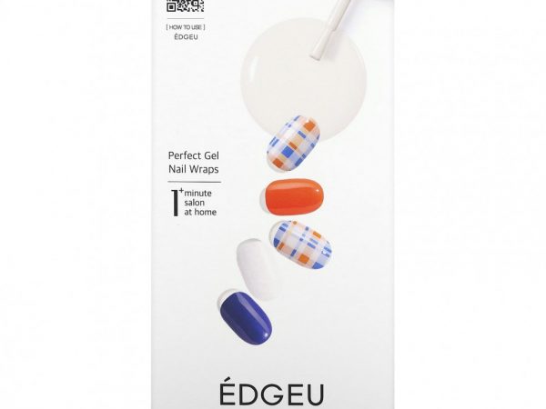 Edgeu, Гелевые обертывания для ногтей Perfect, ENA428, Joyful Check, набор из 16 полосок