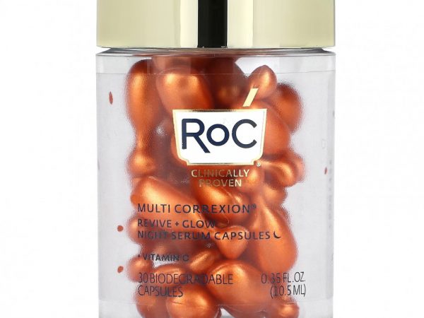 RoC, Multi Correxion, ночная сыворотка в капсулах, без отдушек, 30 биоразлагаемых капсул, 10,5 мл (0,35 жидк. Унции)