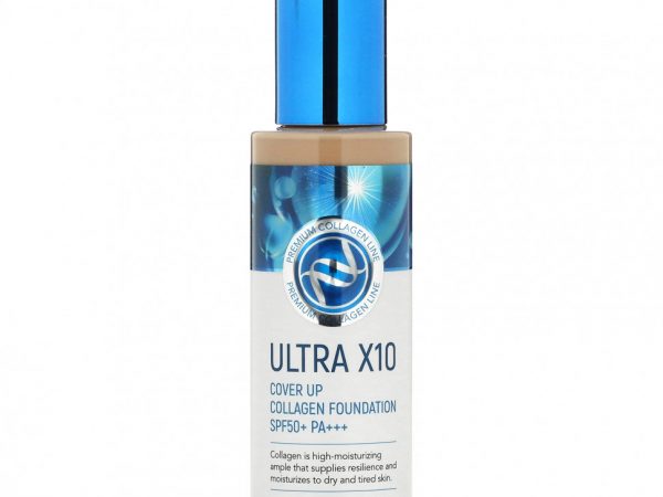 Enough, Ultra 10X Cover Up Collagen Foundation, SPF 50+ PA +++, # 21, 100 г (3,53 унции)