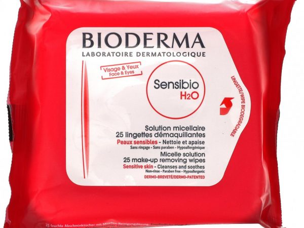 Bioderma, Sensibio, салфетки для снятия макияжа с мицеллярным раствором, 25 салфеток