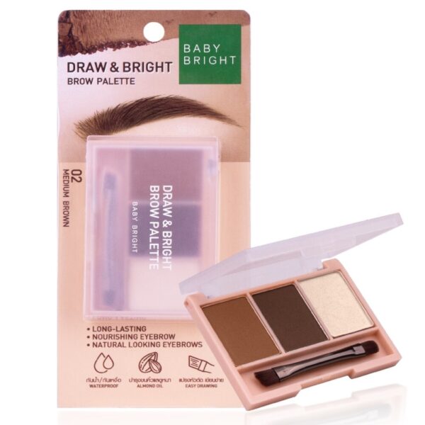Baby Bright Draw  Bright Brow Palette 2.58g 02 Medium Brown Оригинал