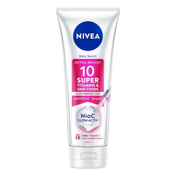 Nivea BodySerum Extra Bright 10Super Vitamins Skin Foods Glow Perfection SPF15 170Ml. Оригинал