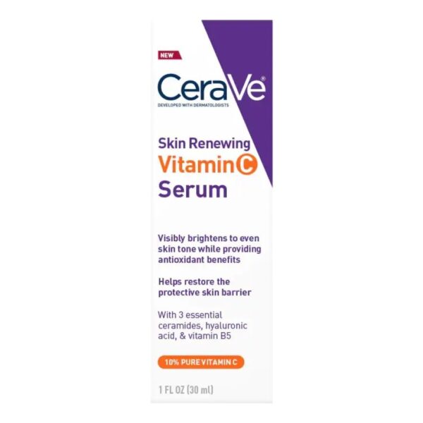 Cerave Skin Renewing Vitamin C Serum 30 ml. 10 Pure Vitamin C Serum for Face With Hya Оригинал