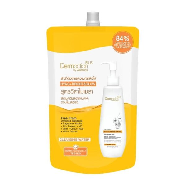 Dermaction Plus By Watsons Vita Micellar HYA C+ Cleansing Water 500ml.(Refill) Оригинал