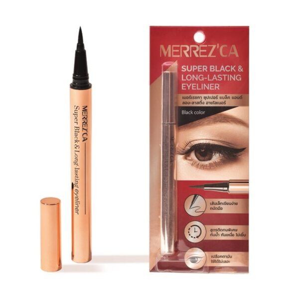 Merrez'Ca Super Black  Long-Lasting Eyeliner 0.8g. Black Оригинал