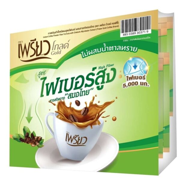 Preaw Instant Coffee Gold Fiber 24sac (Sugar Free) Оригинал