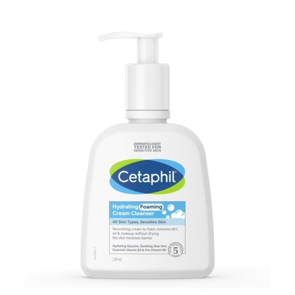 Cetaphil Hydrating Foaming Cream Cleanser 236 ml. cream-to-foam cleanser Оригинал