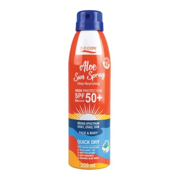 P.O. Care Aloe Sun Spray Face Body SPF50+ PA++++ 220 Ml. สเปรย์ กันแดด Оригинал