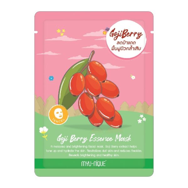 Myu-Nique Goji Berry Essence Mask 1'S มาสก์หน้า ลดฝ้าแดด ฟื้นฟูผิวคล้ำเสีย Оригинал