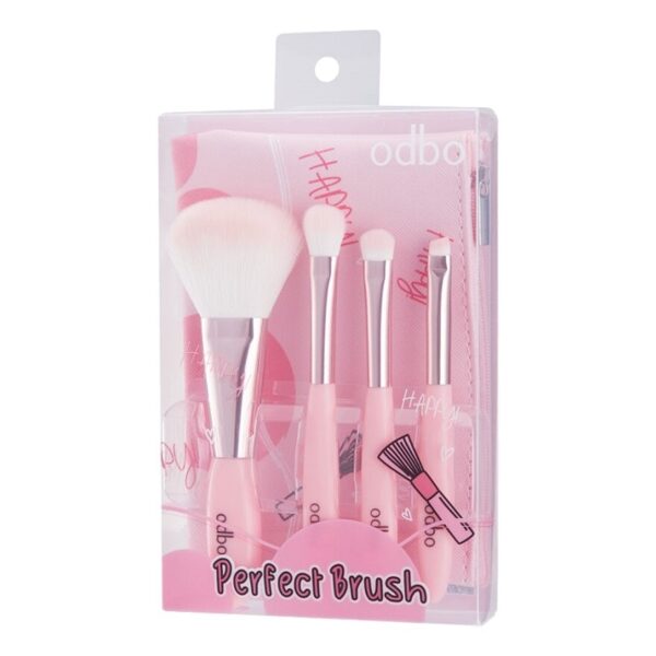 Odbo Perfect Brush Set 4pcs (Free Brush Bag 1 pcs) 02 Pink Оригинал