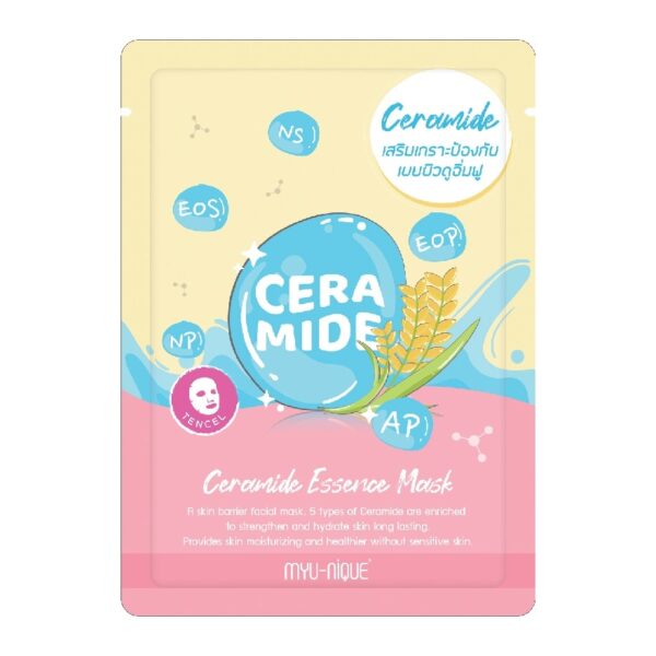 Myu-Nique Ceramide Essence Mask 1'S มาสก์หน้า เสริมเกราะป้องกันผิว เผยผิวดูอิ่มฟู Оригинал